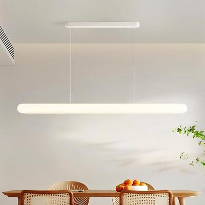 大观园餐厅灯奶油风新款北欧现代简约长条一字极简餐桌吧台灯293L