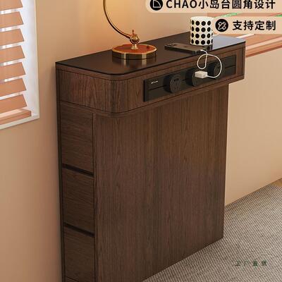 极窄岩板岛台单独柜中古风小户型迷你家用多功能餐台可定 制