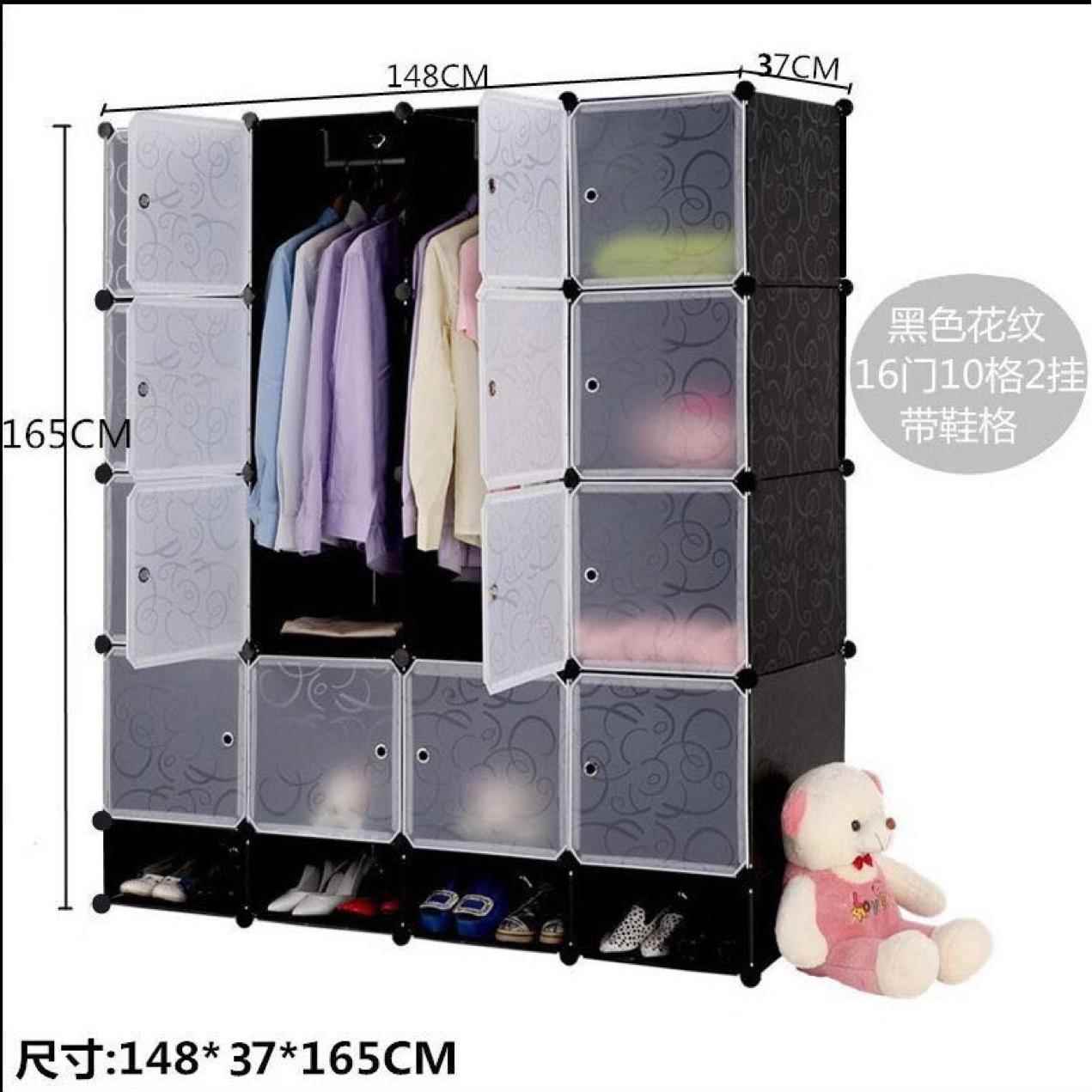 简易衣家用卧室组装塑料代简现物约收纳柜储柜出租房用布衣橱收柜