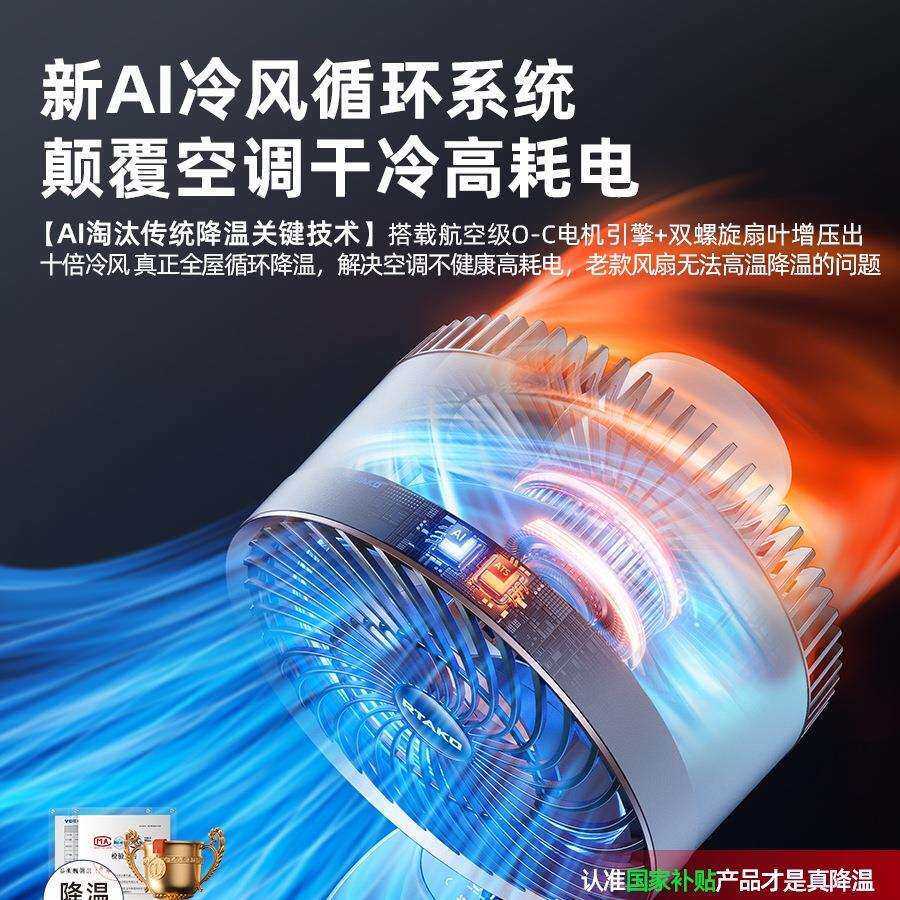 2025新款AI空气循环扇家用超静音电风扇智能语音卧室净化落地风扇