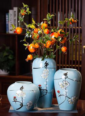 手绘中式陶瓷花瓶梅花插花餐桌摆件简约青花瓷插花小花瓶瓷器