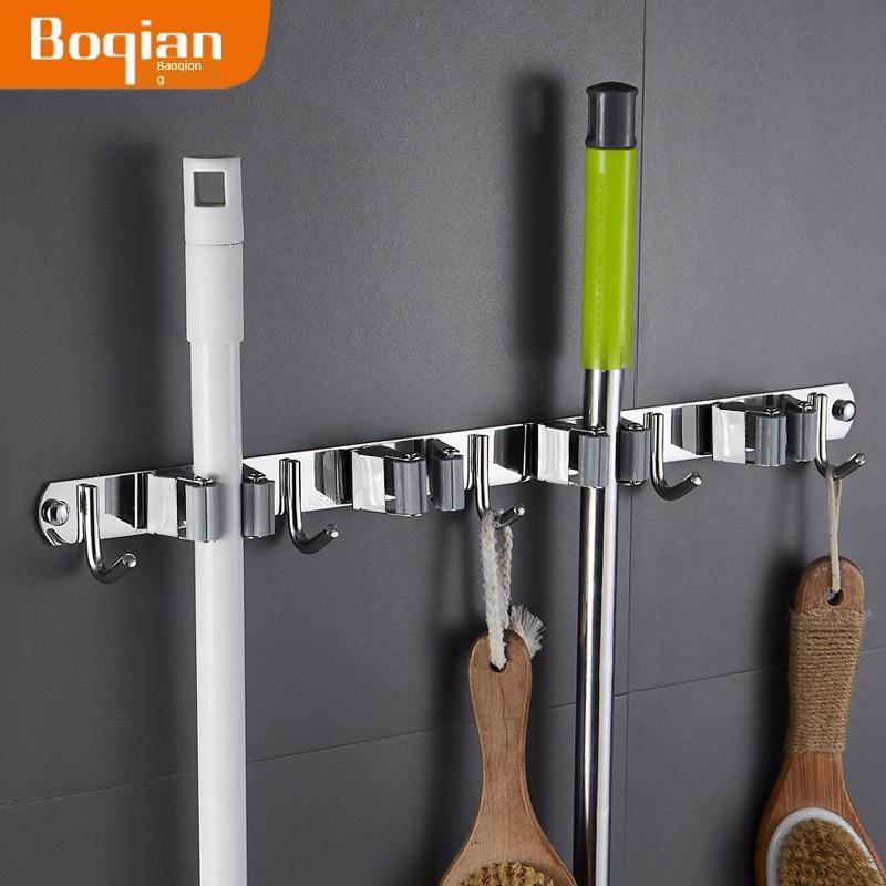 卫生间拖把挂钩免打孔强力拖把夹壁挂式神器扫把架子置物架不锈钢