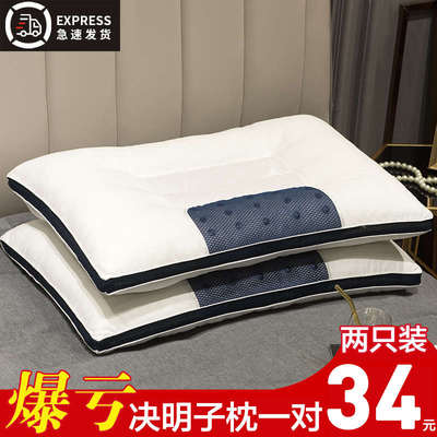 全棉决明子枕头单人荞麦护颈椎枕助睡眠双人枕芯一对装家用