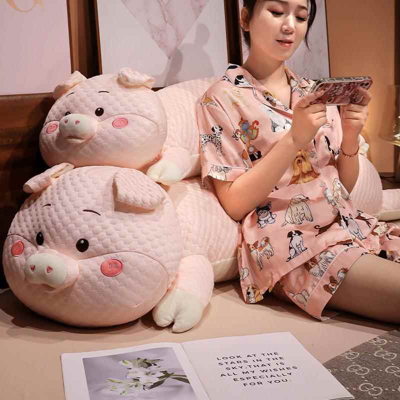 卡通冰丝豆夹腿条抱枕女生睡觉长抱枕夹侧睡艾尚偶抱腿枕豆圆柱长