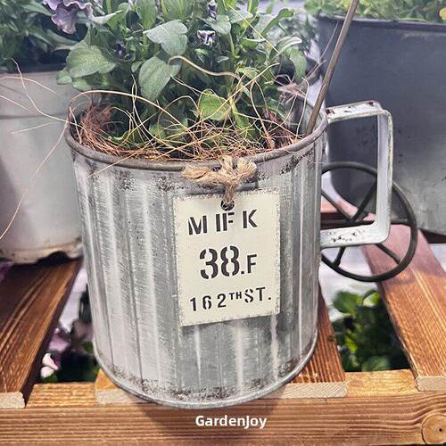 爱上花园 铁艺做旧铁皮花盆 吊牌水杯茶杯花盒MFK38