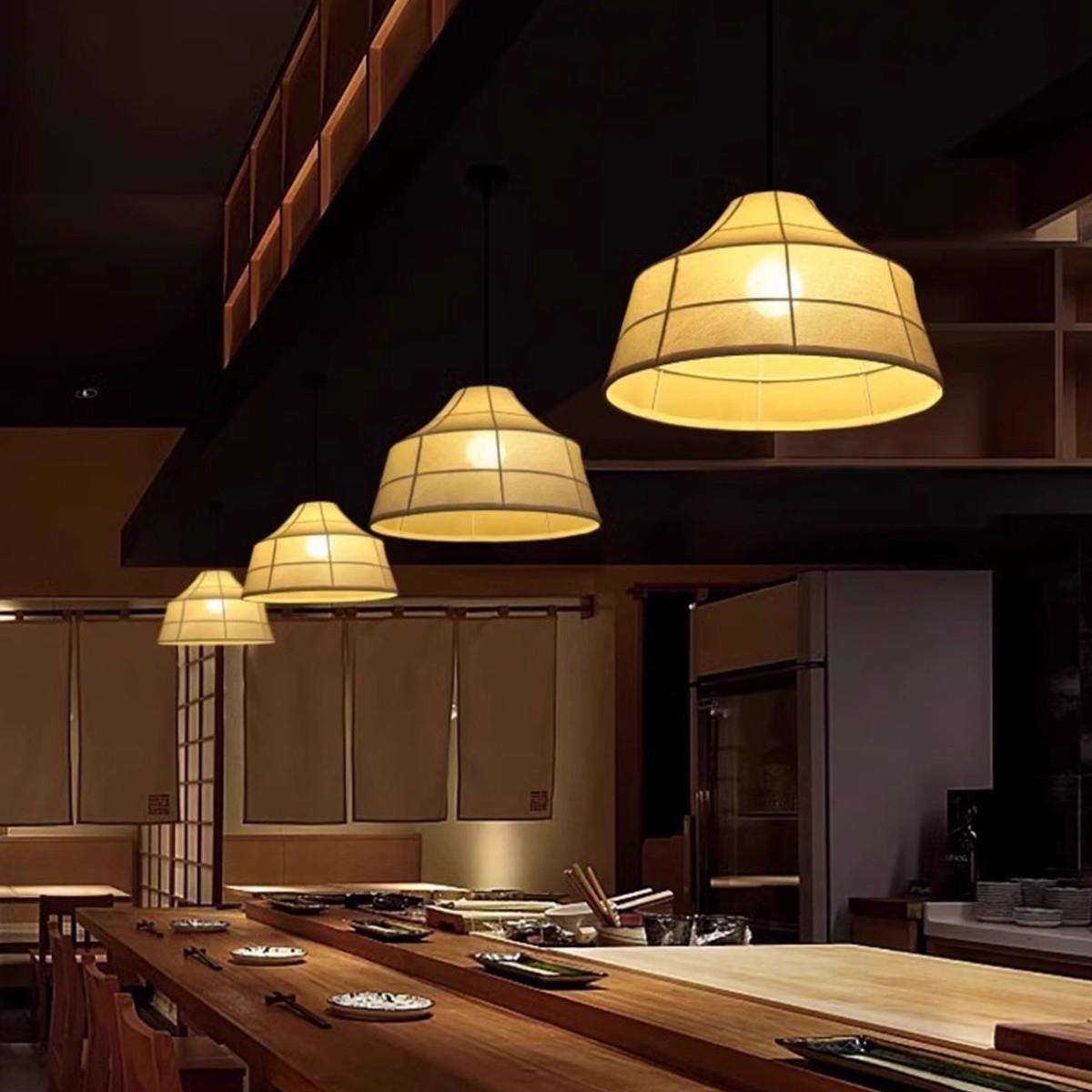 宋韵新中式餐厅吊灯宋代美学禅意复古餐饮灯具设计师款茶桌布艺灯