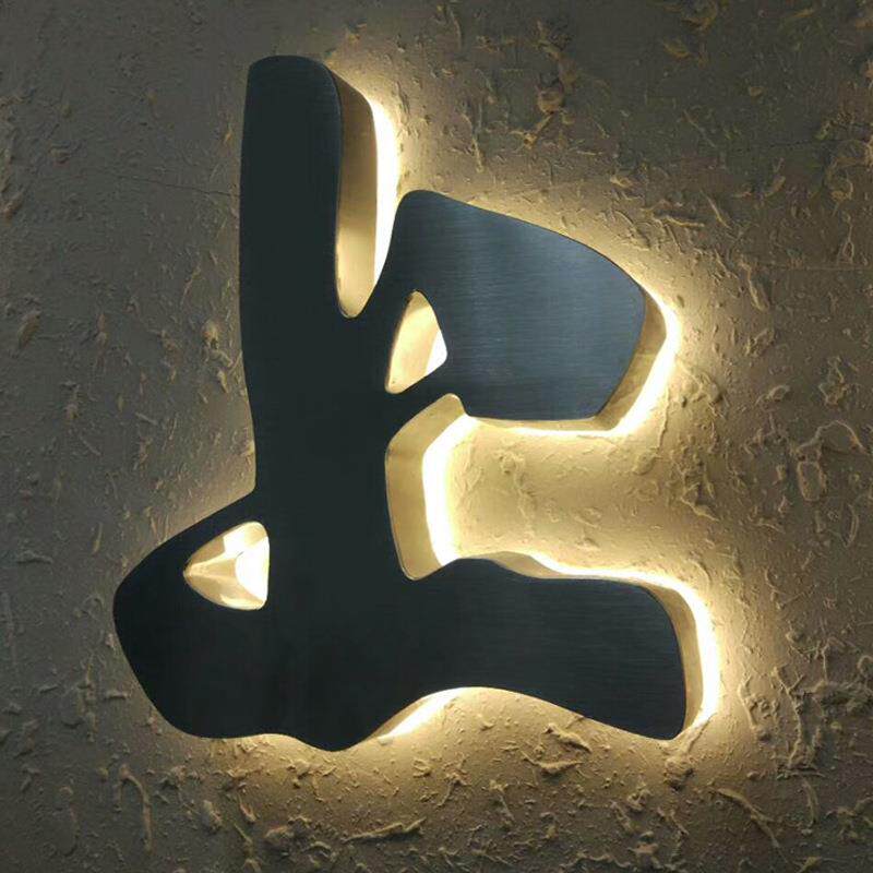 led金属背光字不锈钢背扣水晶发光字亚克力迷你背发光字门头招牌