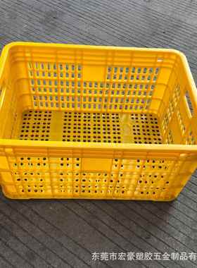 现货供应新料熟胶广西2KG加厚黄色塑料水果箩50斤桔子有孔水果筐