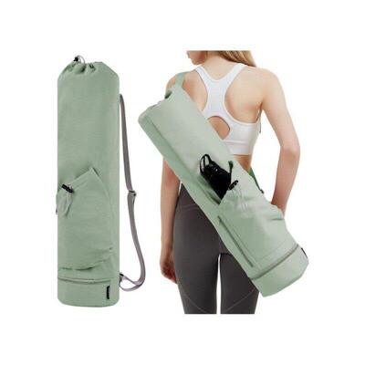 Yoga mat bag with water bottle pocket and bottom wet bag. Y
