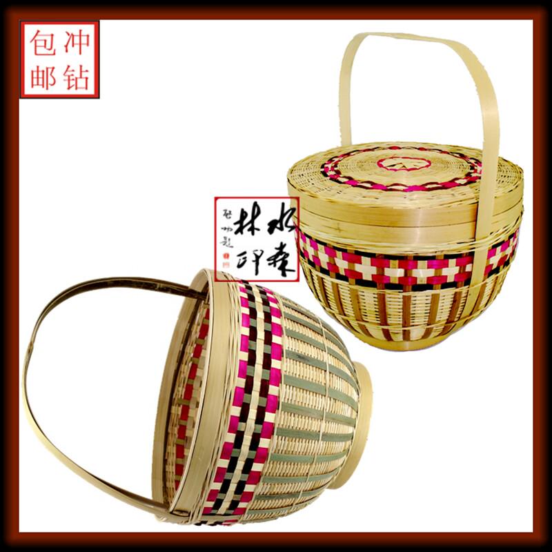 藤编篮子带盖竹编制品收纳筐购物篮提篮果篮竹制品竹篮提蓝提篼跳