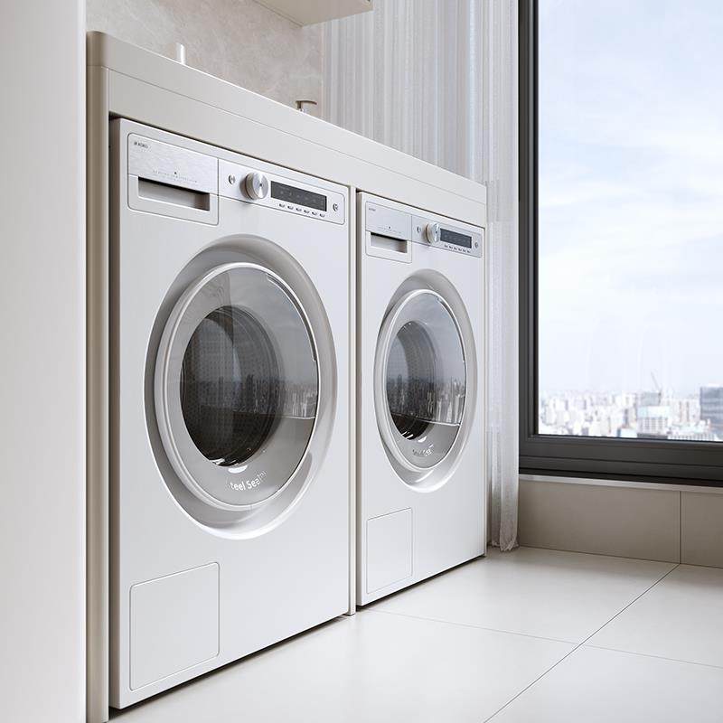新款不锈钢双洗衣机阳台柜烘干机组合双机位洗手盆柜一体台盆定制
