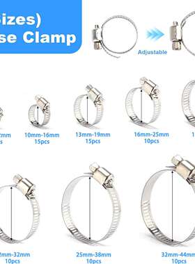 跨境热销101pcs美式喉箍卡箍抱箍套装不锈钢软管气管夹5-44mm盒装