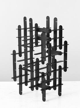 样板房家居客厅软装轻奢现代艺术抽象几何不锈钢装饰摆设造型