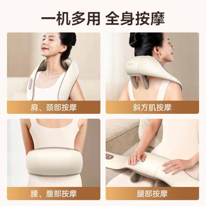 跨境斜方肌按摩器家用电动智能肩颈按摩器加热披肩颈椎按摩仪厂家