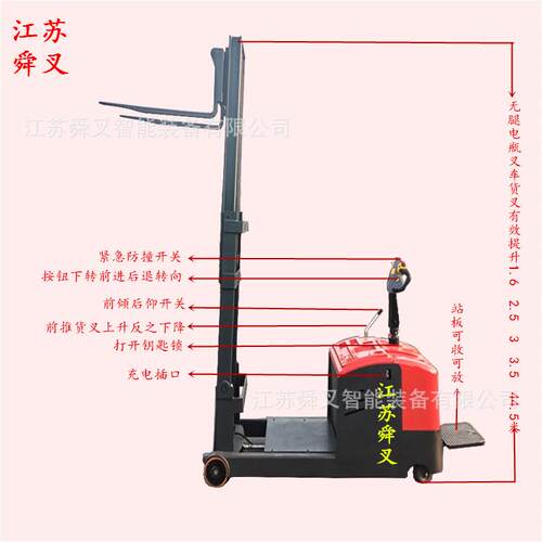 电动配重式叉车全自动堆高机1.5吨米无腿托盘堆高搬运车油压铲车