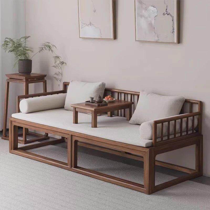 高档新中式办全灰木茶几实公木茶几椅子组合茶几家庭茶室禅宗茶几