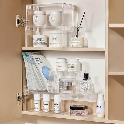 Transparent Layered Bathroom Shelf for Vanity, Storage Rack