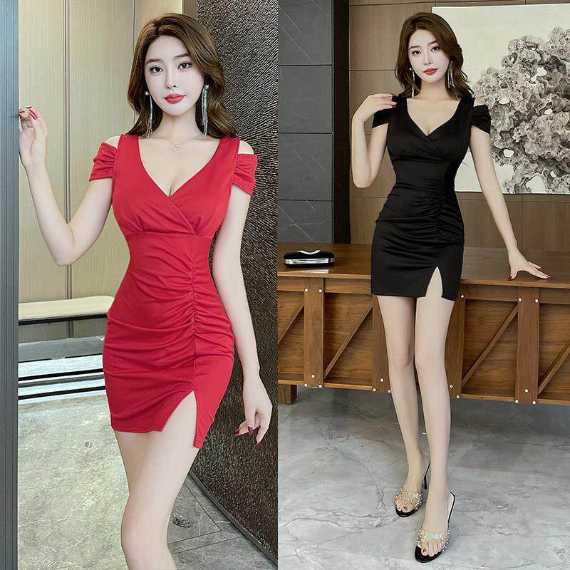 夜场女装性感露肩显瘦气质夜总店连衣裙桑拿技师工作服按摩工衣夏