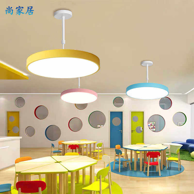 led吊灯店铺简约现代商用工业风舞蹈室学校幼儿园圆形伸缩吊灯,家装灯饰光源,商用吊灯,淘宝优惠券,粉丝福利购,淘宝优惠卷