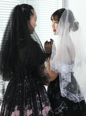 Double layered edge veil party dress, black veil, mesh