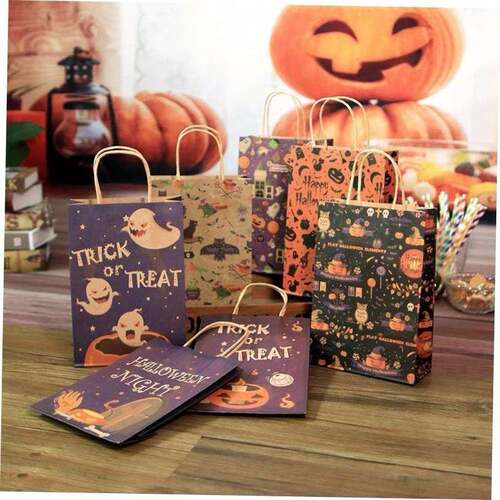 10pcs Halloween vintage gift bag Pumpkin Ghost tote bag万圣