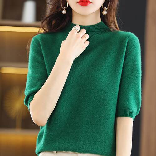 Half high collar mid sleeve base sweater thin sweater