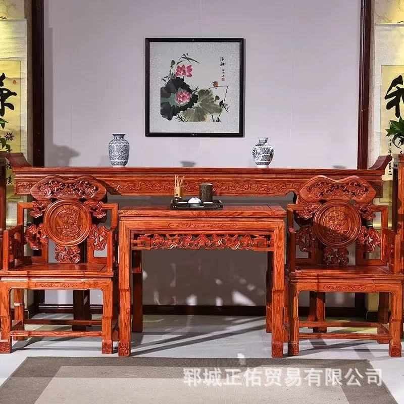 实木中堂六件套榆木供桌条几香案佛台家用农村堂屋中式供奉翘头桌