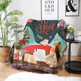 客厅简约沙发毯沙发巾单人沙发套盖毯时尚防尘罩圣诞节日出口毯子