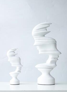 象现代抽人物头合像店雕塑美术FBN石膏雕像家居电视柜酒装饰组摆