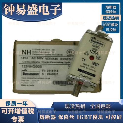 Bussmann保险125NHG00B 125A NH00巴斯曼熔断器NH系列
