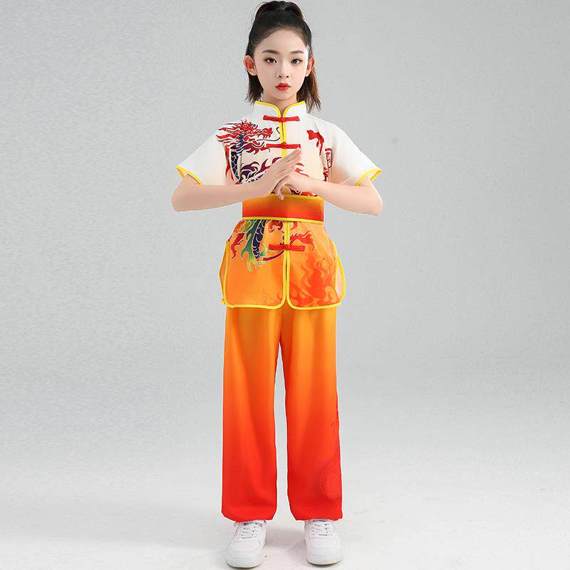 正品服儿童武术服表演服中龙儿国风幼练功演出服太极比赛训练打鼓
