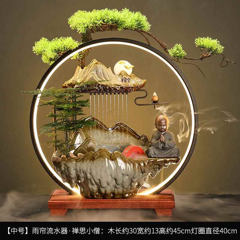 正品创意招流水摆客件财茶几循环水生财家居装饰办公室桌面开 业