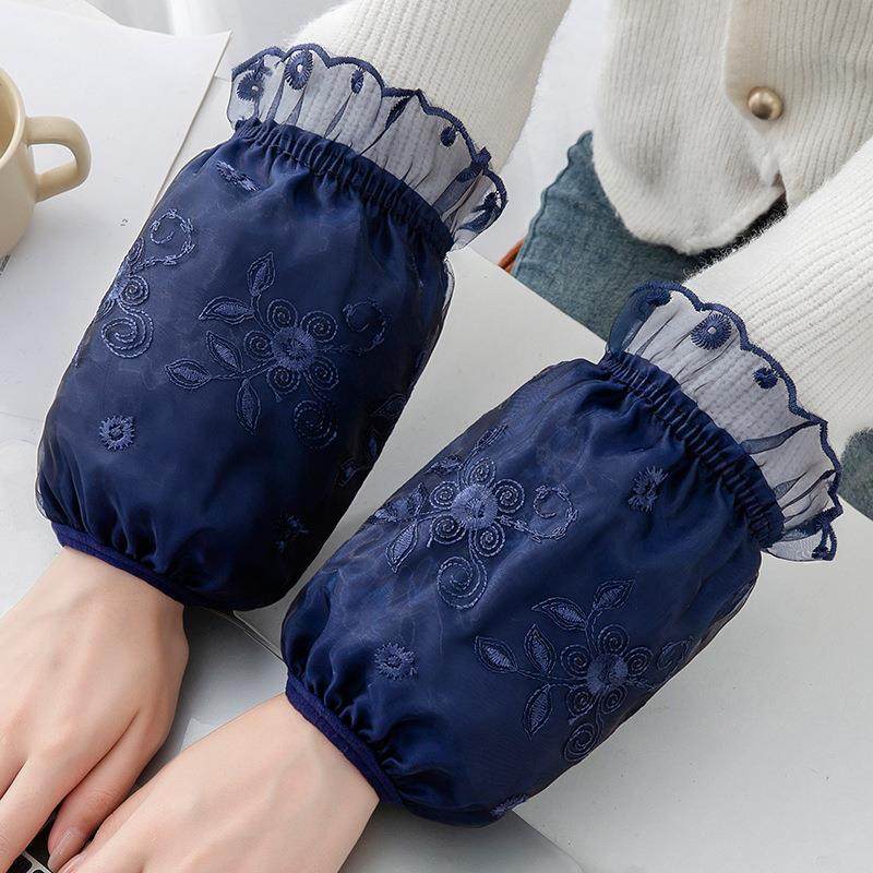 蕾丝袖套女款2024新款短款黑色羽绒服专用套袖袖头秋冬季防脏护袖