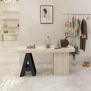 服装店中岛台洞石置物流水台女装店饰品摆放鞋包店简约陈列展示台