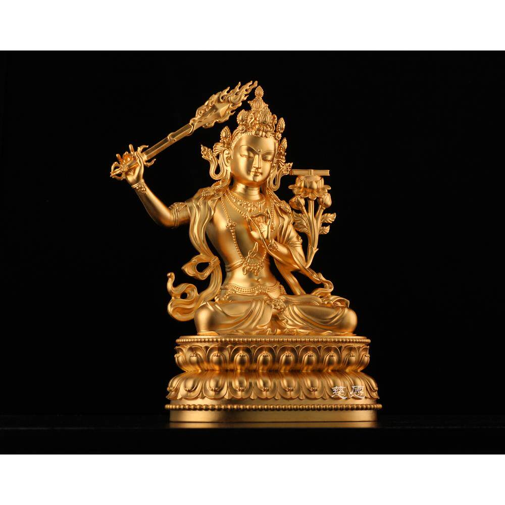 正品文殊菩萨古法京贴金紫铜佛南箔镀金家居摆放可定纯金像可定大