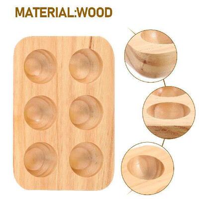 Wooden Egg Holder 6 Holes Double Row Kitchen Storage Tray