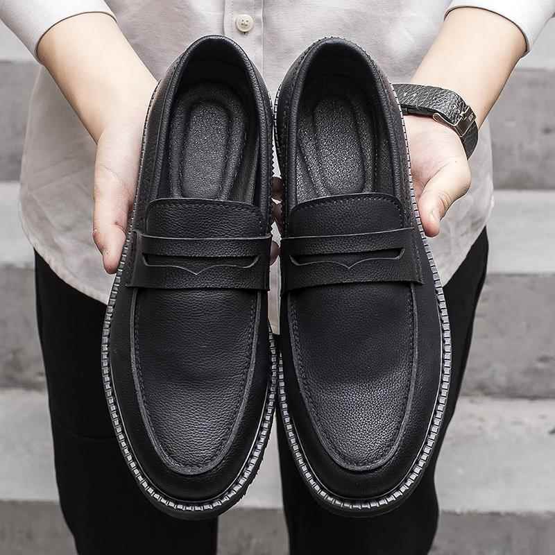 正品025夏季韩打蜡破旧皮鞋男式2鞋英式便透气休闲男式式鞋