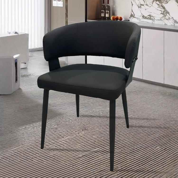 意式LKH极简椅餐奢家用休靠背椅子软包餐椅现代轻闲洽谈椅带扶手