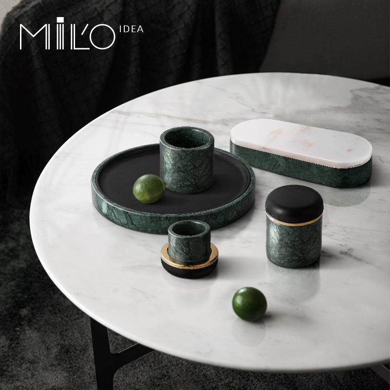 米洛思维现代轻奢大理石托盘储物罐创意收纳盘酒店别墅客厅样板房