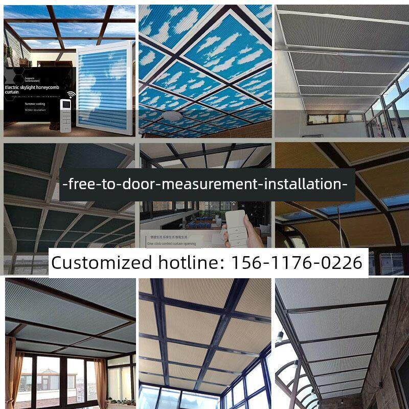 太阳房遮阳屋顶窗帘玻璃房电动蜂窝窗帘遮阳屋顶天窗遮阳隔热窗帘