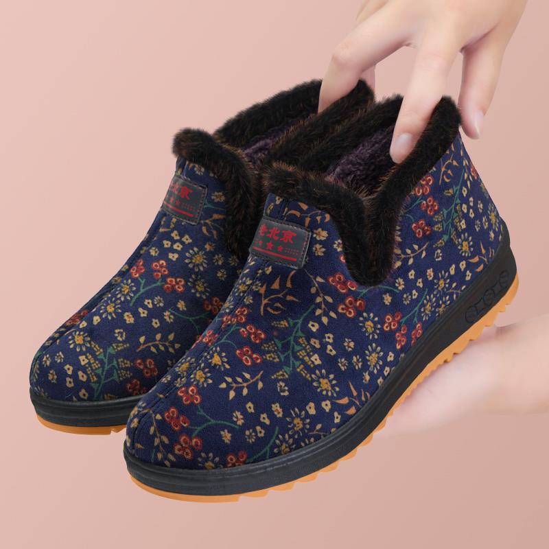 新款老北布女新款棉鞋鞋京加绒秋冬保老太太加厚防滑中老年人暖妈