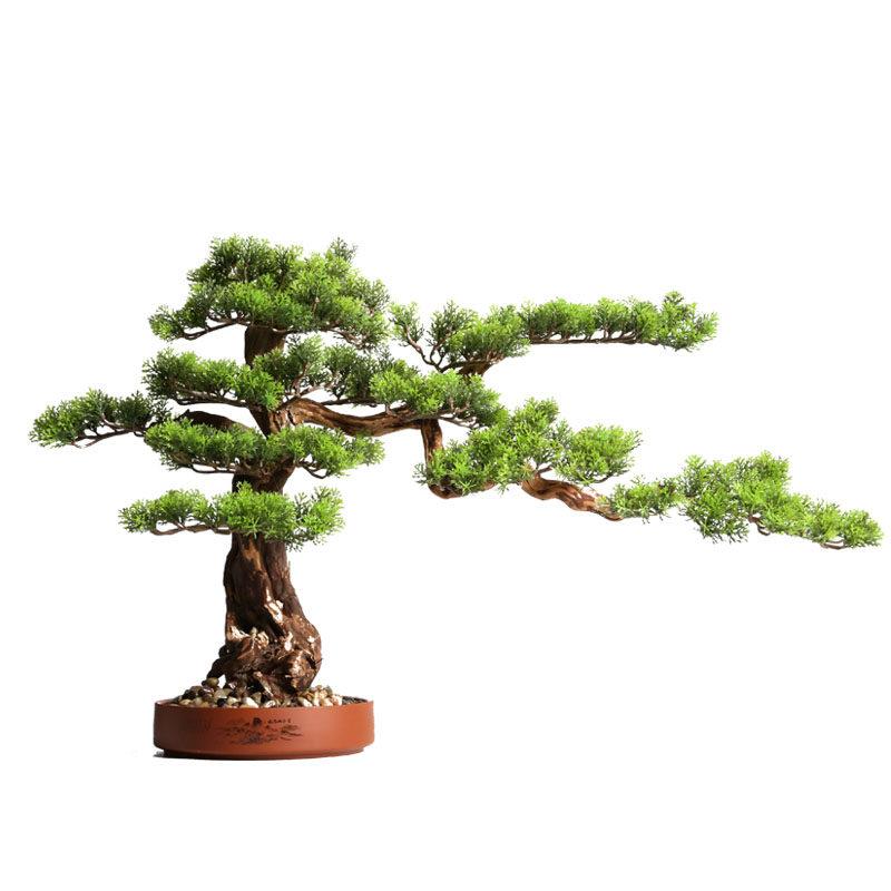 现代新中式彷真迎客松盆景盆栽植物摆件高级感小众客厅玄关摆件