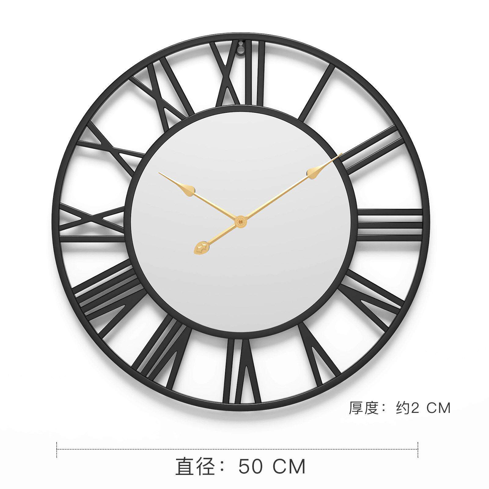 轻奢镜面挂钟客厅时尚家用静音壁钟大气时钟工业风高档装饰钟表