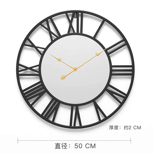 轻奢镜面挂钟客厅时尚家用静音壁钟大气时钟工业风高档装饰钟表