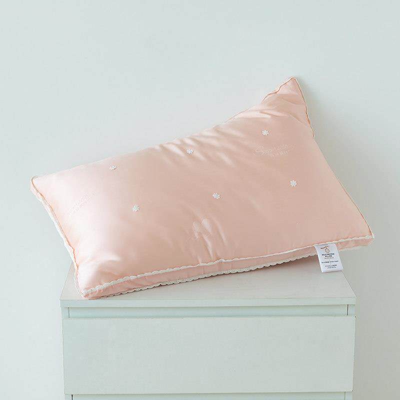 抗菌防螨蚕丝中低枕芯女男单人双人家用护颈椎柔软矮薄枕头一对装