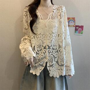 胖妹妹绝美温柔百搭显瘦针织衫 女大码 0317z1 提花罩衫 春夏法式