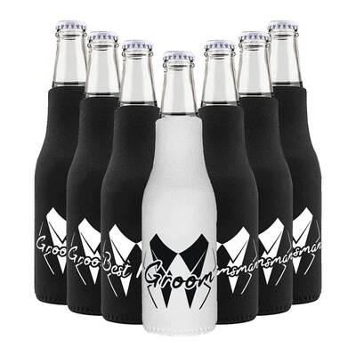亚马逊跨境GROOM BEST MAN GROOMSMAN 啤酒瓶套新娘新郎婚礼派对