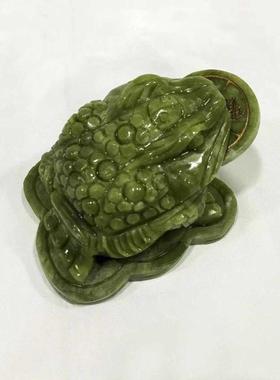 青玉金蟾摆件饰品玉石工艺品三足金蝉金蟾蜍家居装饰工艺品