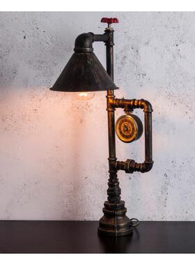 欧式复古灯具个性简约桌工铁业风青古铜水夜管艺调光小2038灯书台