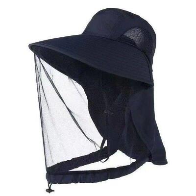 Outdoor Mosquito Head Net Hat with Neck Flap Fishing Hat